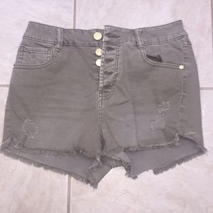olive green jean shorts